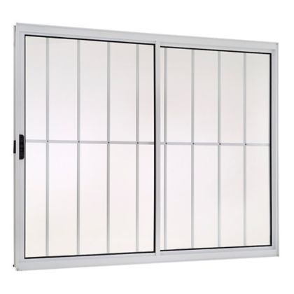 Janela de Correr Alumínio Branco 2 Folhas Com Grade Direita 100x120x8cm Ecosul